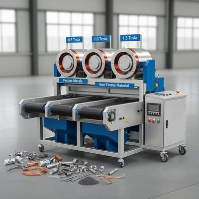 Manyetik Alan Gücü 0,5 ila 1,5 Tesla Endüstriyel Metal Çekimini Sağlayan Elektromanyetik Ayrıcı Otomatik Sistem